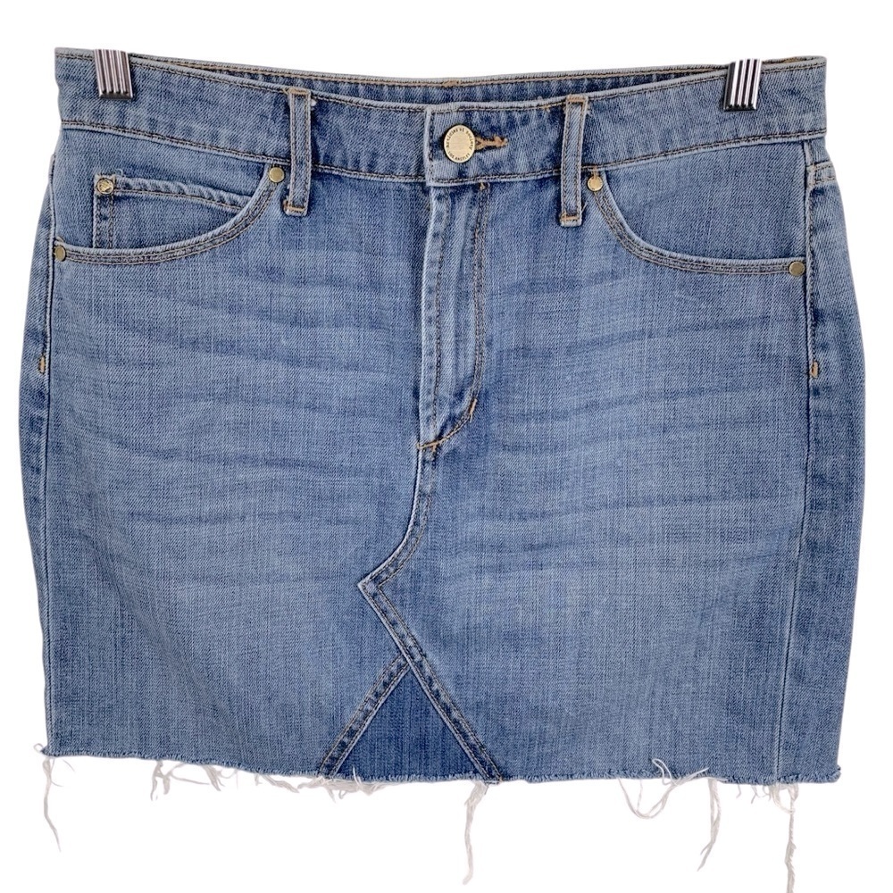 Articles of Society sz 29 Sage Walker Denim Mini Jean Skirt Raw Hem Aritzia